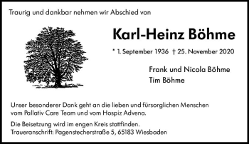 Traueranzeige von Karl-Heinz Böhme von vrm-trauer