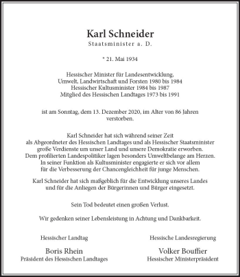 Traueranzeige von Karl Schneider von vrm-trauer