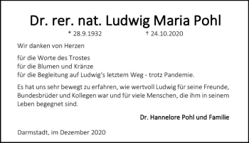 Traueranzeige von Ludwig Maria Pohl von vrm-trauer