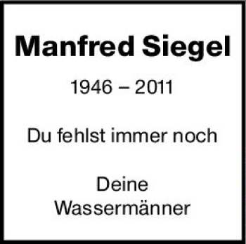 Traueranzeige von Manfred Siegel von vrm-trauer