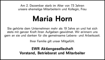 Traueranzeige von Maria Horn von vrm-trauer