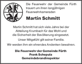 Traueranzeige von Martin Schmitt von vrm-trauer