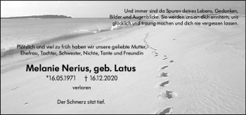 Traueranzeige von Melanie Nerius von vrm-trauer