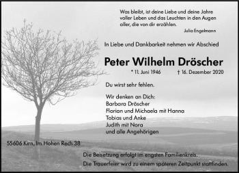 Traueranzeige von Peter Wilhelm Dröscher von vrm-trauer