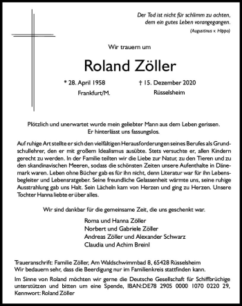 Traueranzeige von Roland Zöller von vrm-trauer