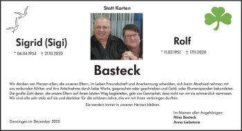 Traueranzeige von Rolf Basteck von vrm-trauer