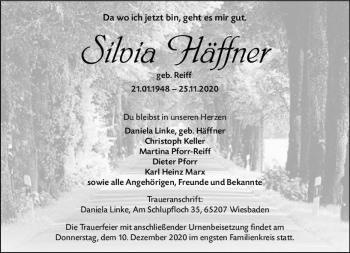 Traueranzeige von Silvia Häffner von vrm-trauer