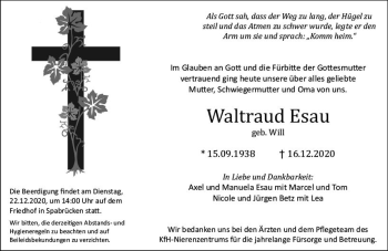 Traueranzeige von Waltraud Esau von vrm-trauer
