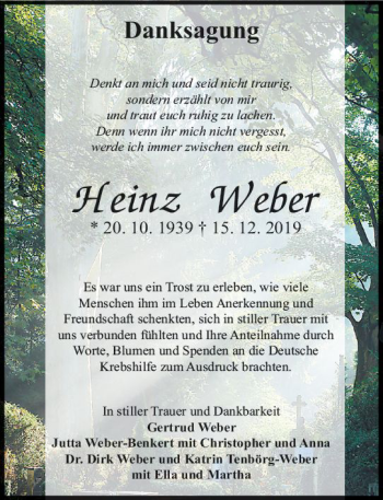 Traueranzeige von Heinz Weber von vrm-trauer