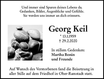 Traueranzeige von Georg Keil von vrm-trauer