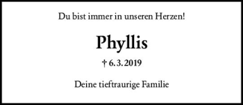 Traueranzeige von Phyllis Gröschel von vrm-trauer