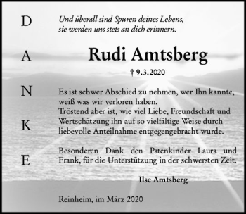 Traueranzeige von Rudi Amtsberg von vrm-trauer