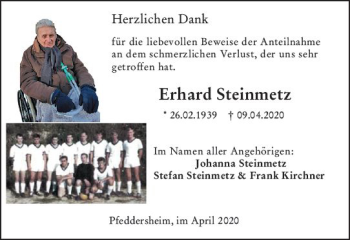 Traueranzeige von Erhard Steinmetz von vrm-trauer