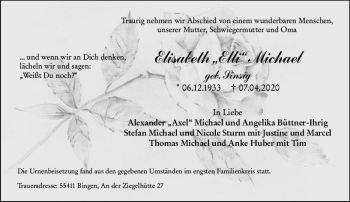 Traueranzeige von Elisabeth Michael von vrm-trauer