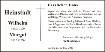 Traueranzeige von Margot Heinstadt von vrm-trauer