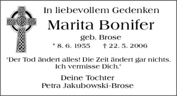 Traueranzeige von Marita Bonifer von vrm-trauer