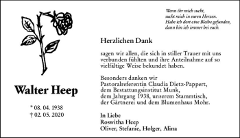 Traueranzeige von Walter Heep von vrm-trauer