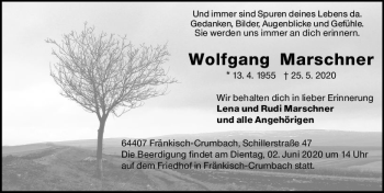 Traueranzeige von Wolfgang Marschner von vrm-trauer
