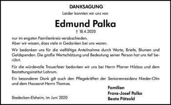 Traueranzeige von Edmund Palka von vrm-trauer