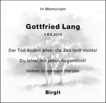 Traueranzeige von Gottfried Lang von vrm-trauer