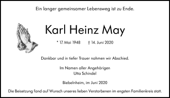 Traueranzeige von Karl Heinz May von vrm-trauer