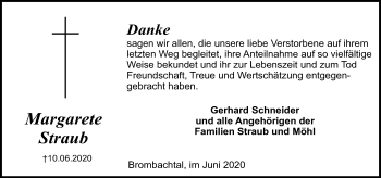 Traueranzeige von Margarete Straub von vrm-trauer