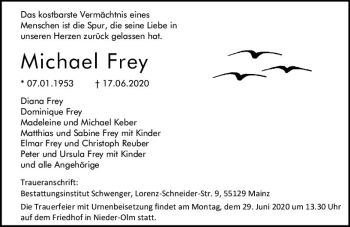 Traueranzeige von Michael Frey von vrm-trauer