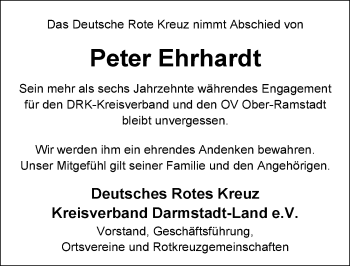 Traueranzeige von Peter Ehrhardt von vrm-trauer