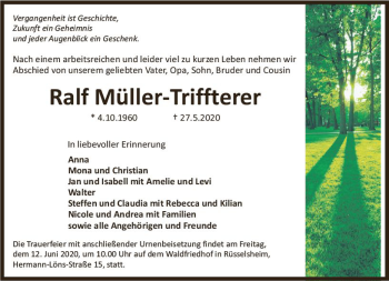 Traueranzeige von Ralf Müller-Triffterer von vrm-trauer
