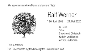 Traueranzeige von Ralf Werner von vrm-trauer