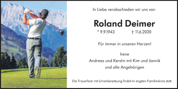 Traueranzeige von Roland Deimer von vrm-trauer