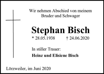 Traueranzeige von Stephan Bisch von vrm-trauer