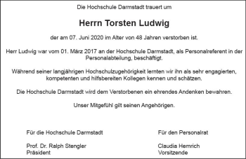 Traueranzeige von Torsten Ludwig von vrm-trauer