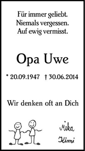 Traueranzeige von Uwe  von vrm-trauer