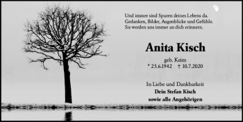 Traueranzeige von Anita Kisch von vrm-trauer