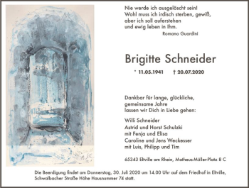 Traueranzeige von Brigitte Schneider von vrm-trauer