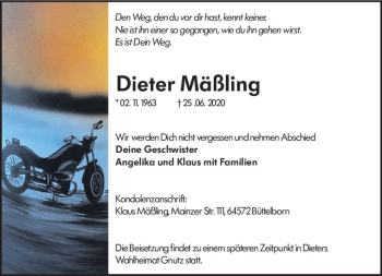 Traueranzeige von Dieter Mäßling von vrm-trauer