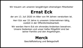 Traueranzeige von Ernst Eck von vrm-trauer