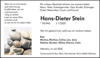 Traueranzeige von Hans-Dieter Stein von vrm-trauer