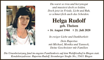 Traueranzeige von Helga Rudolf von vrm-trauer