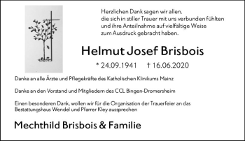 Traueranzeige von Helmut Josef Brisbois von vrm-trauer