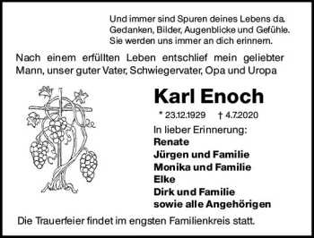 Traueranzeige von Karl Enoch von vrm-trauer