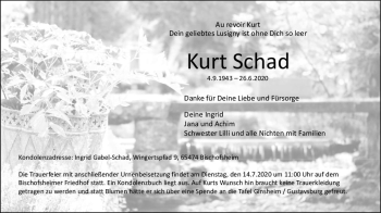 Traueranzeige von Kurt Schad von vrm-trauer