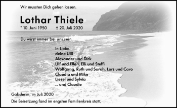 Traueranzeige von Lothar Thiele von vrm-trauer
