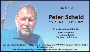 Traueranzeige von Peter Scheld von vrm-trauer