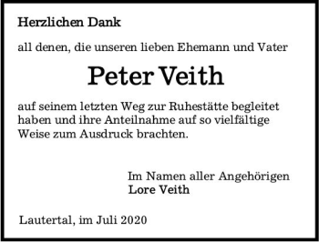 Traueranzeige von Peter Veith von vrm-trauer