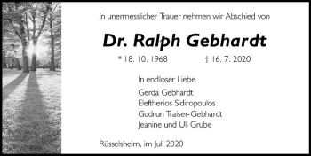 Traueranzeige von Ralph Gebhardt von vrm-trauer