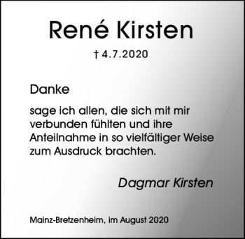 Traueranzeige von René Kirsten von vrm-trauer