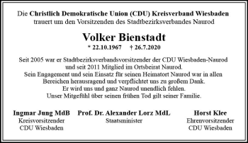 Traueranzeige von Volker Bienstadt von vrm-trauer