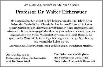 Traueranzeige von Walter Eichenauer von vrm-trauer